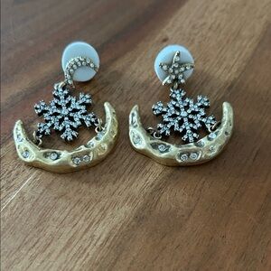 Vintage Gold and Silver Snowflake Earrings
